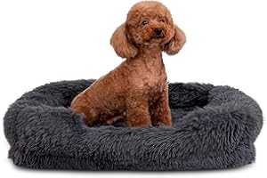 WELLYELO Small Dog Bed Cat Bed Fluffy Plush Dog Crate Beds for Small Dogs Anti-Slip Pet Bed Dog Crate Pad Sleeping Mat Machine Washable (Small, Gray)