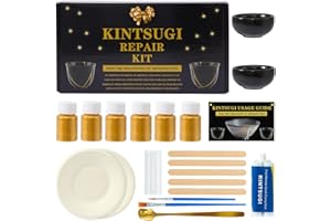 deuvuo Kintsugi Repair Kit Gold, 21 Pcs Authentic Kintsugi Kit To Revive Your Broken Ceramic, Pottery, Mug, Bowl, Glass, Keep