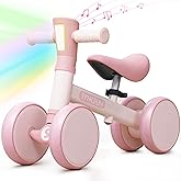 SYNCFUN Baby Balance Bike with Music and Light for 1-2 Year Old Toddlers, 1st Birthday Gift, One Year Old Birthday Gift for Boys Girls, Outdoor Baby Toys (Pink)