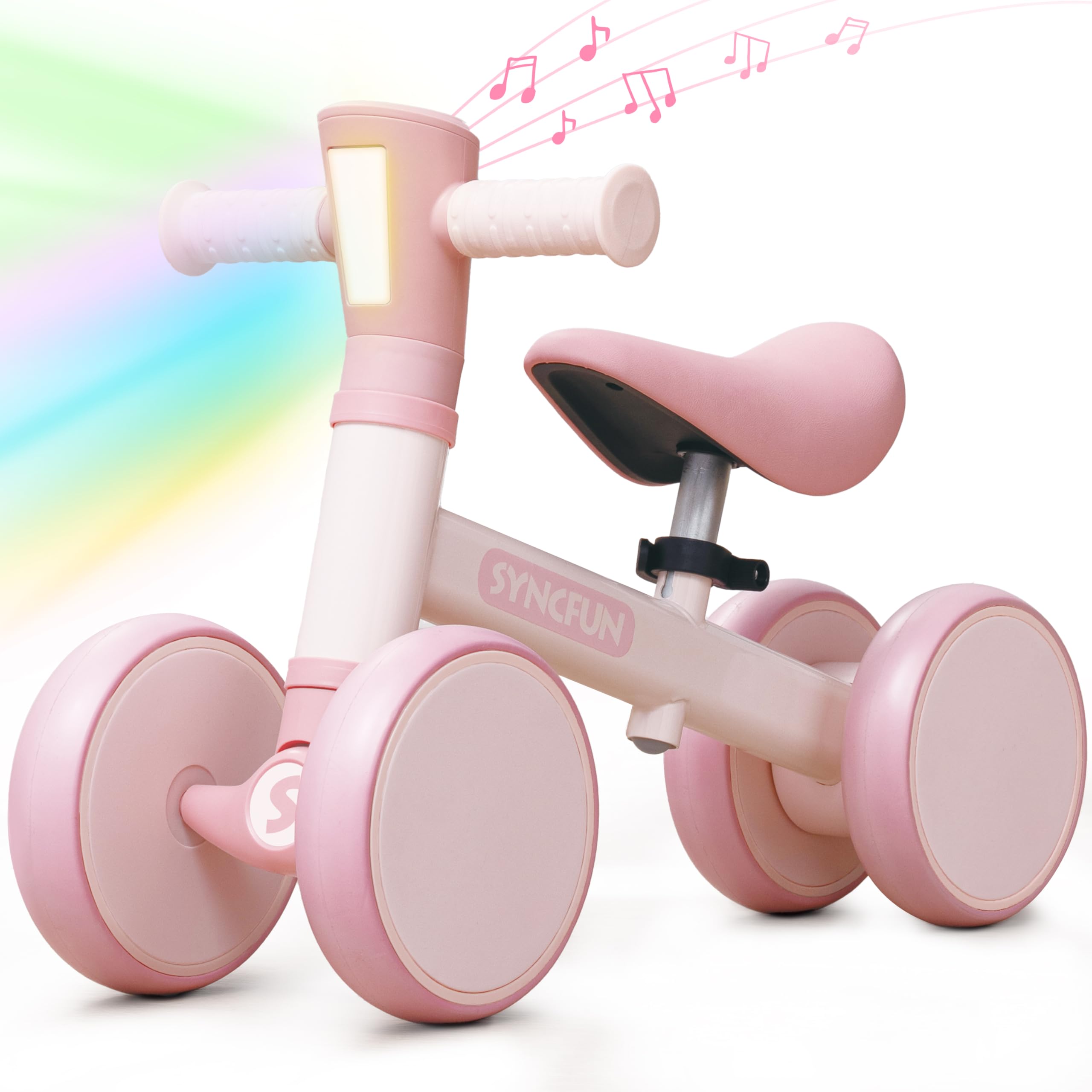 Photo 1 of SYNCFUN Baby Balance Bike with Music and Light for 1-2 Year Old Toddlers, 1st Birthday Gift, One Year Old Birthday Gift for Boys Girls, Outdoor Baby Toys (Pink)