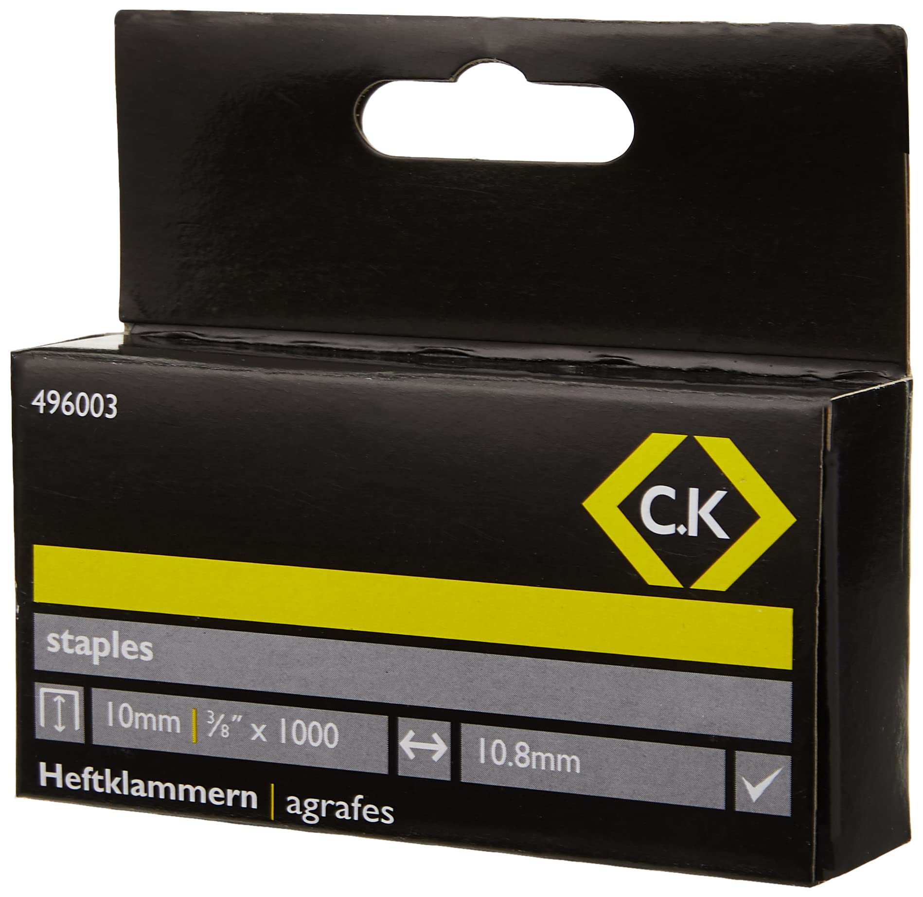 C.K 496003 10.5 mm Wide x 10 mm Deep Staples Box (Pack of 1000)
