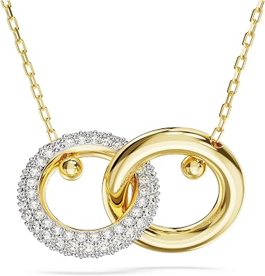 Pendente Dextera, Anello concatenato, Bianco, Placcato color oro