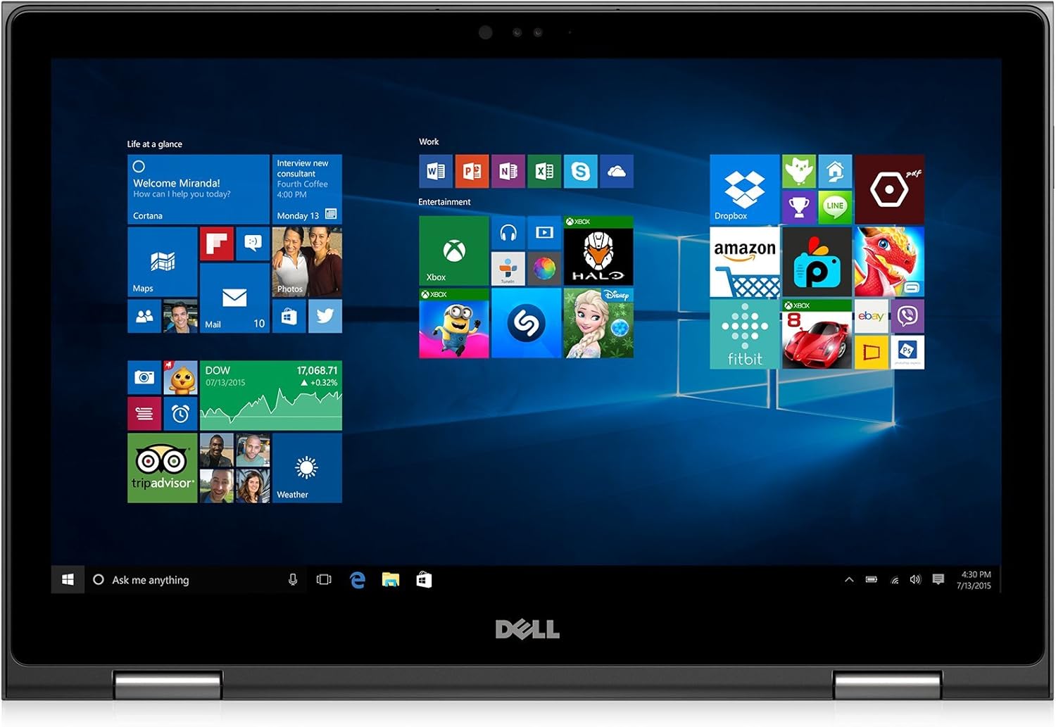 Dell i5568-5240GRY 15.6" FHD 2-in-1 Laptop (Intel Core i7-6500U 2.5GHz Processor, 8 GB RAM, 1 TB HDD, Windows 10) Gray