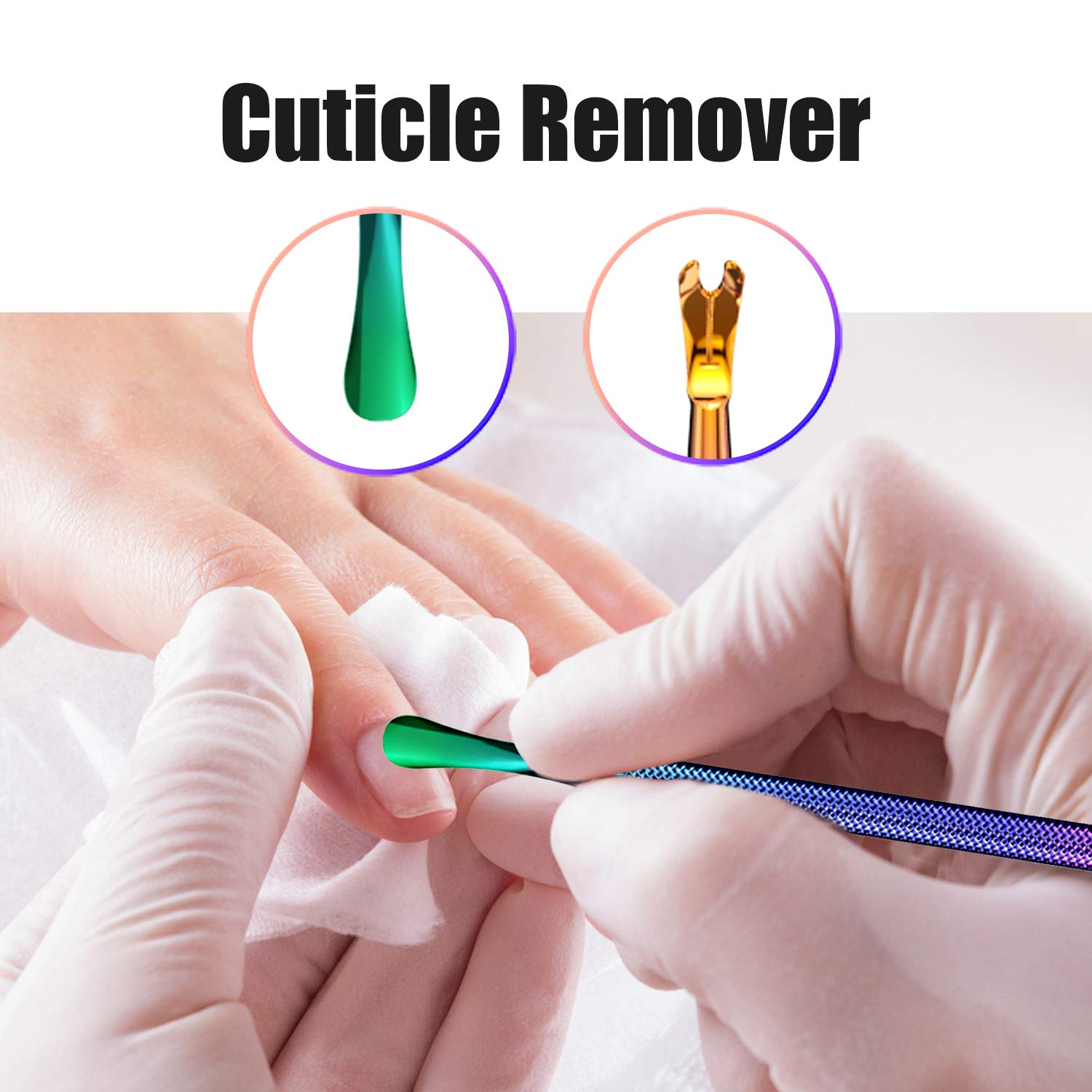 Cuticle Pusher Cuticle Remover Set with Cuticle Trimmer Peeler Scraper 2 Nail Files Dead Skin Clipper Manicure Pedicure Tools: Beauty