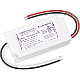 HitLights 60W Dimmable LED Driver, Electronic Transformer, 120V AC to 24V DC Power Supply for LED Strip Light, Low Voltage Lighting Project, Compatible with Lutron Leviton Dimmers, UL Listed, Class 2