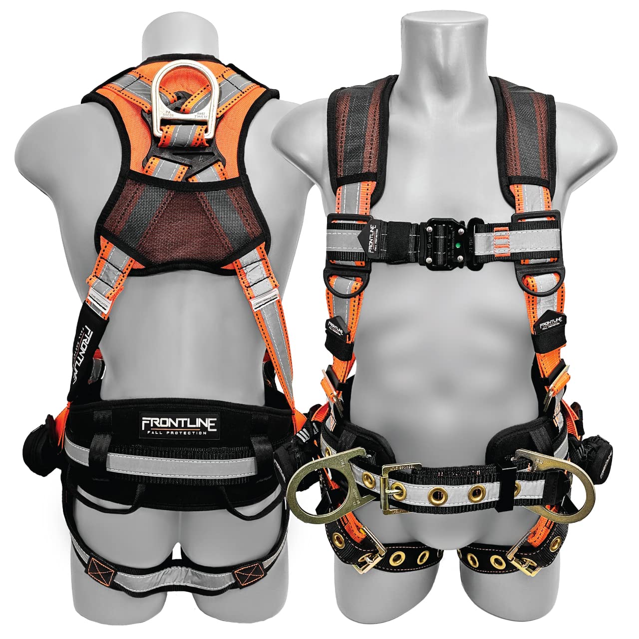 Photo 1 of Frontline 100RCTB Combat™ Reflective Construction Full Body Harness with Tongue Buckle Legs | 5 Points of Adjustability | OSHA & ANSI Compliant (Size: 3X-4X)