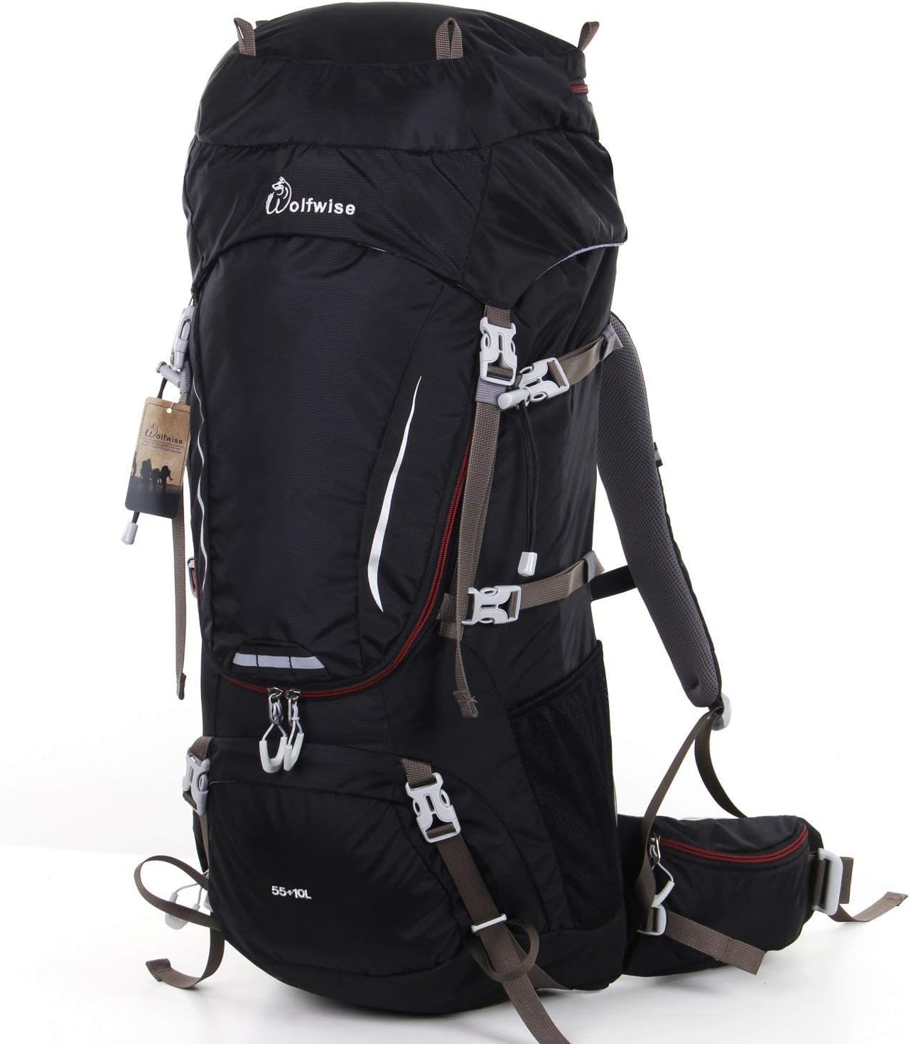 Syming 65L Internal Frame Hiking Backpack with Rainfly Travel Daypack Mountaineering Ba for Outdoor Camping Climbing