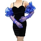 Super Puff Sheer Long Gloves Oversize Tulle Mesh Gloves for Cocktail Opera Party Gloves with Ruffle Long Sleeve