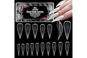 EBANKU Dual Nail Forms for Poly Extension Gel, 150 PCS Clear Eagle Claw Nail Molds Reusable 15 Sizes Hawk Curve Nail Extension Forms for Builder Gel Manicure Design Salon DIY
