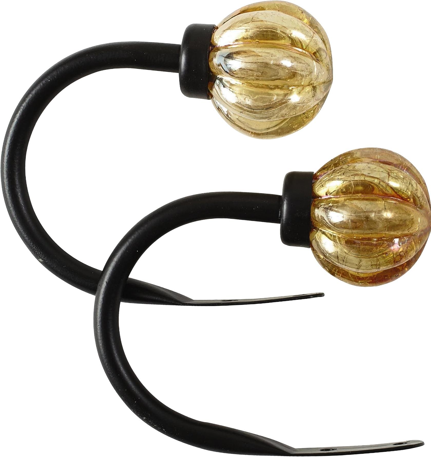 Ribbed Glass Sphere Curtain Holdbacks, 5โL with 3โ clearance, Set of 2
