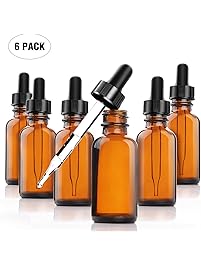 Yesker Amber Glass Bottles Essential Oils Glass Eye Dropper 30 ml (1oz) Essential Oils, Chemistry Lab Chemicals, Colognes & Perfumes- Pack of 6