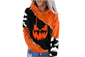 LPIGOH Halloween Hoodies for Women Halloween Pumpkin Face Sweatshirts Halloween Costume Funny Plus Size Hoodie Pullover