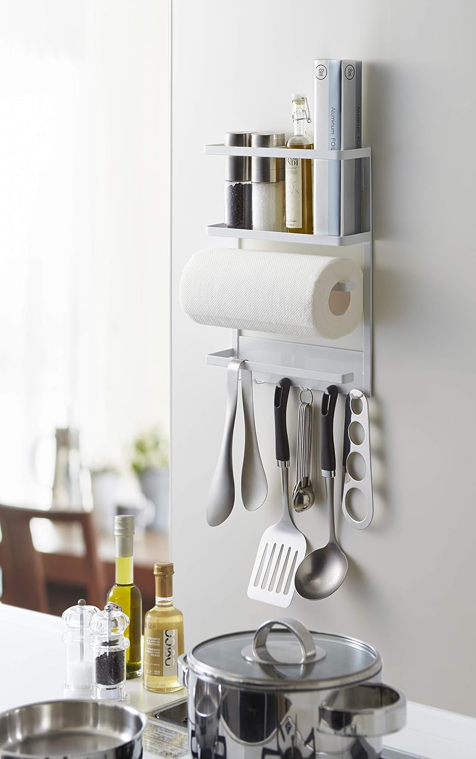 Yamazaki 2744 TOWER Magnetic Refrigerator Side Rack, white, Steel, Minimalist, 24.5 x 6.5 x 34 cm - Image 4