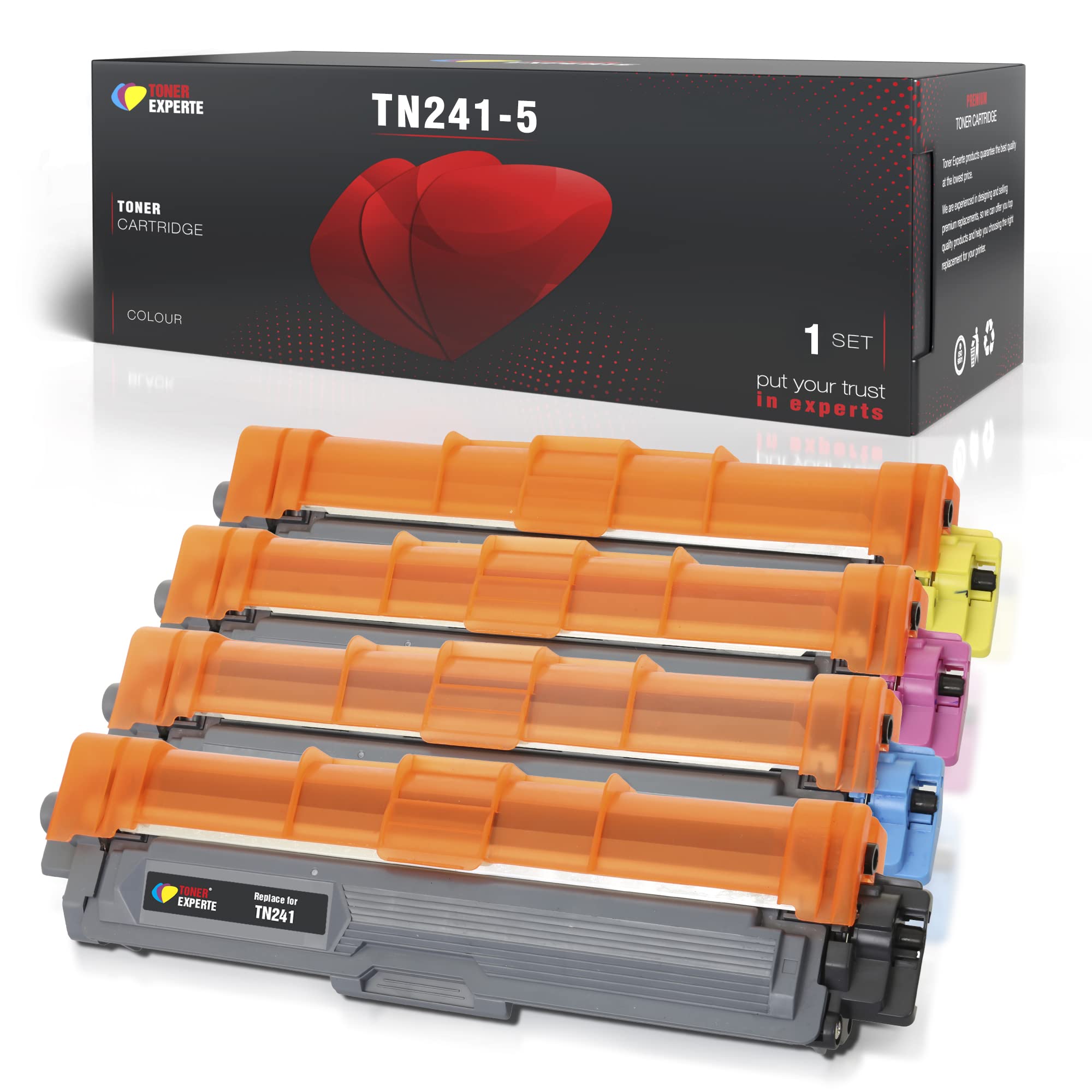 TONER EXPERTE TN241 TN245 Toner Cartridge Replacement for Brother TN-241 TN-245 Compatible with DCP-9015CDW DCP-9020CDW HL-3140CW HL-3150CDW MFC-9330CDW (4-Pack Black Cyan Magenta Yellow)
