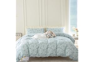 Jane yre Twin Duvet Cover Floral Brushed Microfiber 3 Pieces Bedding Set Garden Style Blue Flower Pattern Duvet Cover with Zipper Closure, Luxury Soft Breathable Comfy