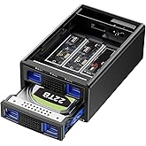 CENMATE Hybrid 2.5/3.5" SATA HDD/SSD+3* M / B+M Key M.2 NVMe Enclosure with Cooling Fan and USB A/C 3.2 Gen 2 (10Gbps), Hard Drive Enclosure Support 46TB(22TB HDD+3*8TB 2230/2242/2260/2280/22110 SSDs)