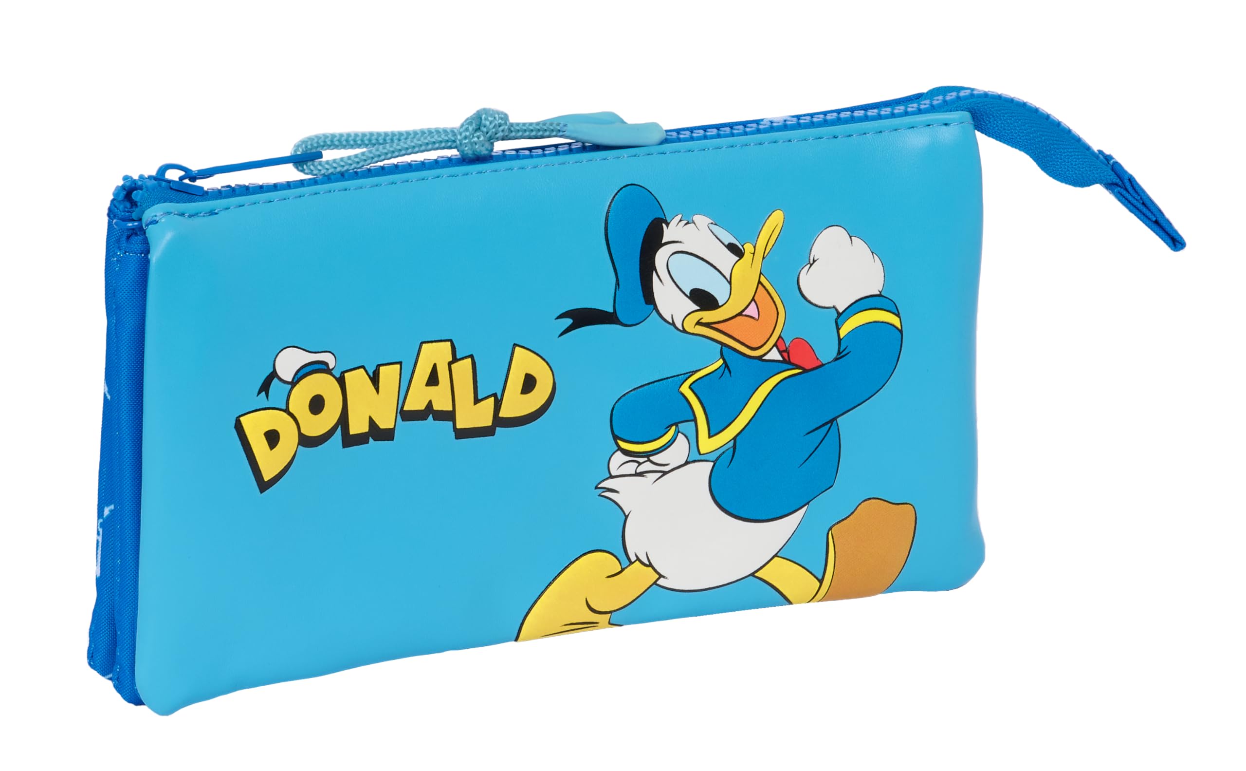 Safta Donald Children's – Triple Pencil Case, Children's Pencil Case, Ideal for Children of School Age, Comfortable and Versatile, Quality and Resistance, 22 x 3 x 12 cm, Blue, Blue, Estándar, Casual
