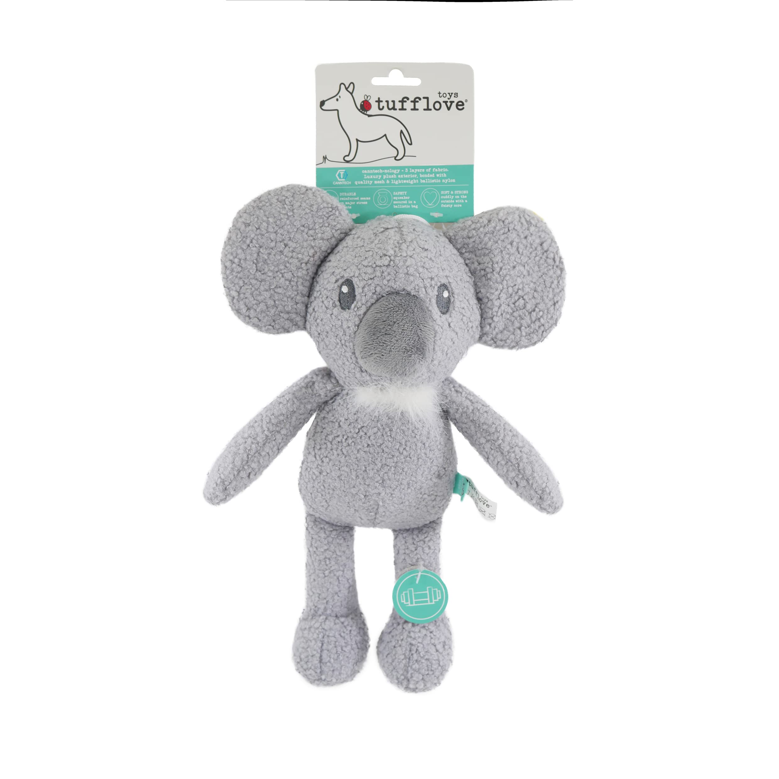 Tufflove Luxury Plush Koala Toy for Dogs, Medium, Tough Dog Toy, For Medium to Large Dogs and Puppies, Grey