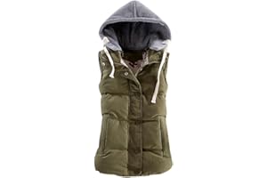 Yeokou Women's Slim Sleeveless Quilted Removable Hooded Winter Puffer Vest Coat