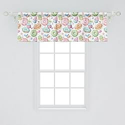 Ambesonne Dessert Window Valance, Candy Shop