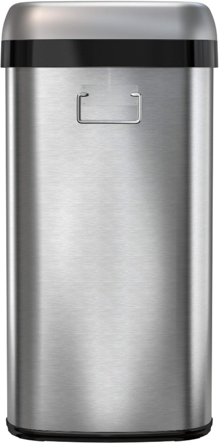 iTouchless 16 Gallon Oval Open Top Trash Can and Recycle Bin with Odor Control System, Stainless Steel Commercial Grade, Large 12-Inch Opening, for Home, Restaurant, Restroom, Office, 61 Liter: Home & Kitchen