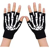 Simplicity Unisex Full/Half Finger Skeleton Gloves Glow in The Dark Knit Gloves