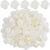 15 mm ABS Plastic Rose Flower Beads Lovely Roseflower Spacer Beads (White)