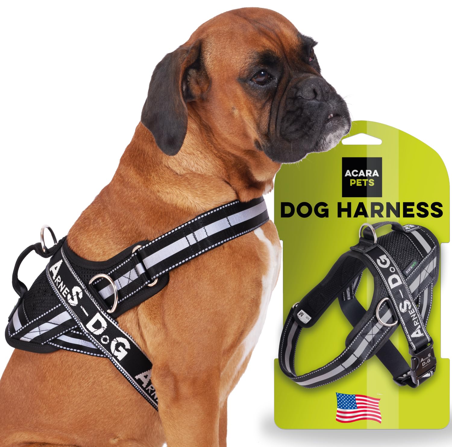 Dog harness with 3 metal ring anchors to hold your dog’s chest or thorax and not suffocate its neck. Attaches easily with a single quick release. (Black, M)