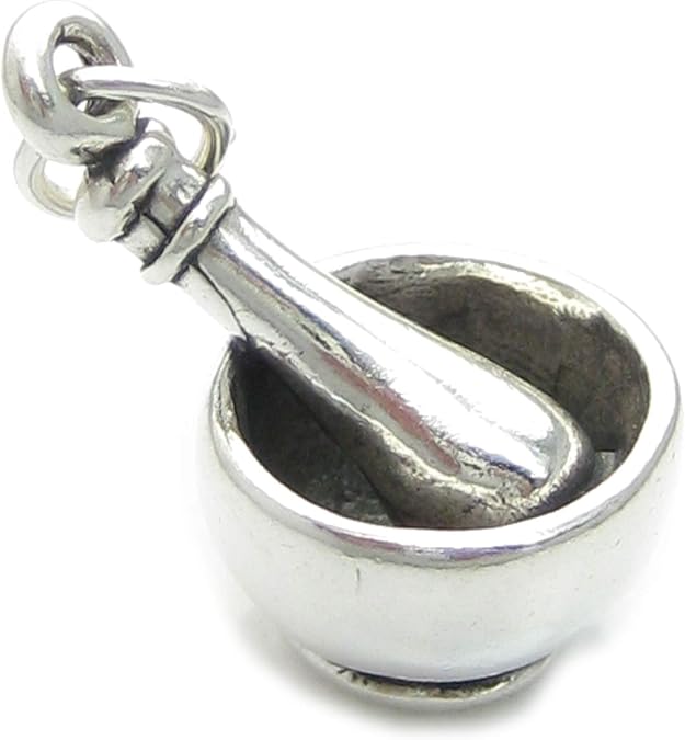 Pestle and Mortar sterling silver charm .925 x 1 Medical and Cooking
