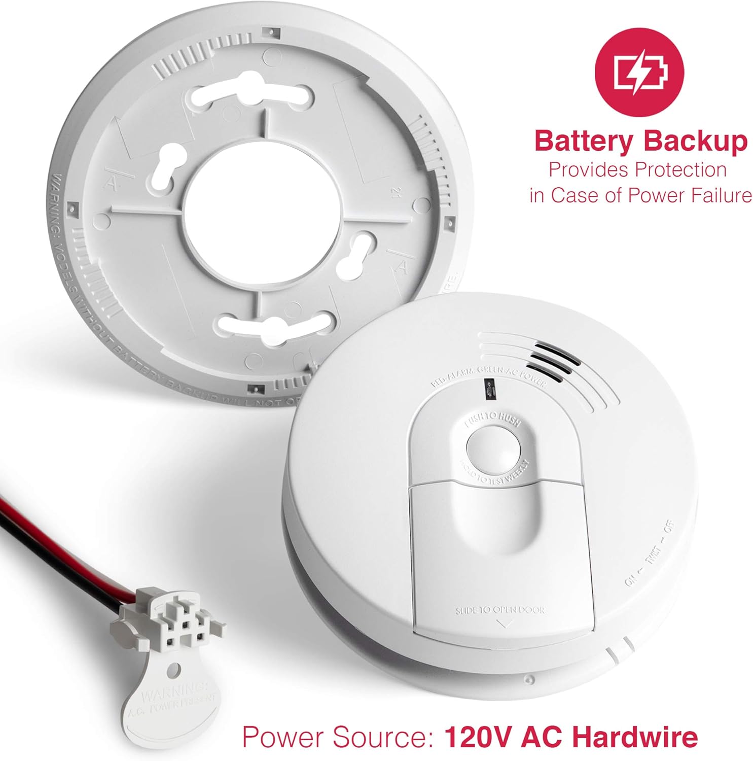 Kidde 21026063 AC Hardwired Smoke Detector Alarm with 9V Back up and Front Load Battery Door - - 