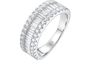 Newshe Jewellery Moissanite Wedding Bands for Women 925 Sterling Silver Eternity Rings Emerald Promise Engagement Size 5-10