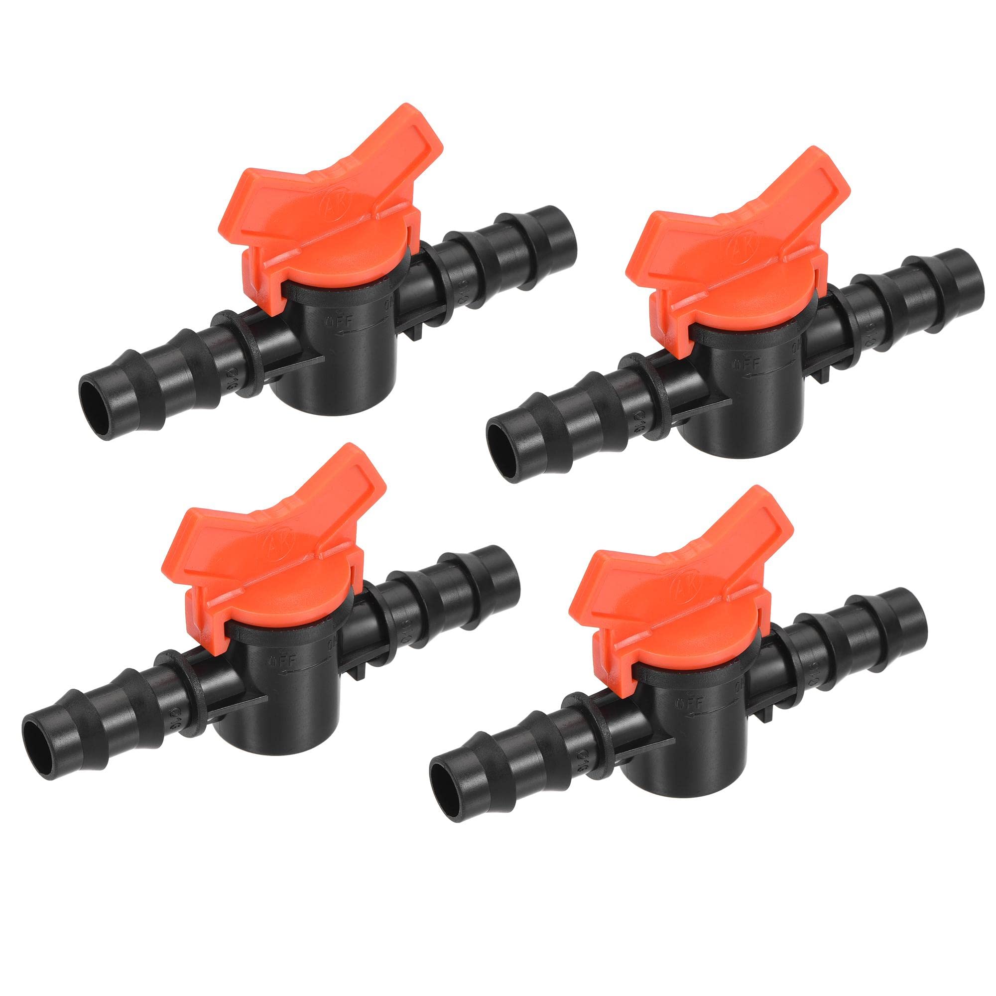 sourcing map Ball Valve 16mm Barb Connector Shut Off Switch Plastic for Irrigation Drip Tube 4 Pack