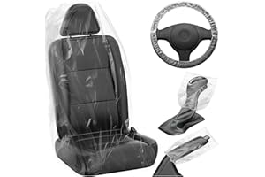 MYFAMIREA 250 PCS Disposable Car Seat Covers Clear Plastic Vehicle Seat Protector Set with Steering Wheel, Gear Shift and Handbrake Covers, Universal for Cars Auto Truck Bus Airplane