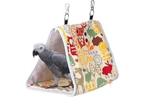 KINTOR Bird Nest Snuggle Hut,Parrot Habitat Cave Hanging Tent for Small Medium Parrots Budgies Eclectus Parakeet Cockatiels Lovebird African Grey (Yellow Owl, M)