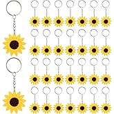60 Pieces Beautiful Sunflower Flower Keychain Collection with Durable Key Chain Components, Adorable Purse Charms Decorative Key Chains Women Cute for Bags Backpacks Gifts Giving Birthday Party Favor