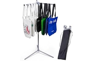 DECORDEEP Metal Bag Rack Stand, Tote Bag Display Stand for Vendors, Portable Handbag Holder for Market Booth, Craft Fairs, Trade Show, Retail Stores
