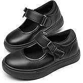 Rihero Girls Sneakers Kids School Uniform Mary Jane Shoes Casual Walking Shoes for Toddler Little Big Kids