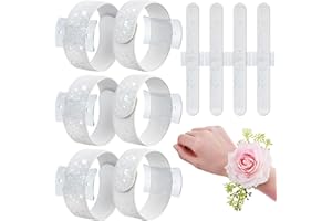 Relaxgiant 6 Pieces Slaplet Wrist Corsage Bracelets Wristlet Band Floral Corsage Slaplets Wedding Bracelets DIY Wrist Accessories for Bridesmaid Bridal Shower Party Prom