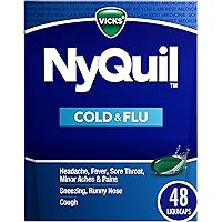 Vicks NyQuil Cold and Flu Relief Liquid Medicine, Powerful Multi-Symptom Nighttime Relief for Headache, Fever, Sore Throat, M