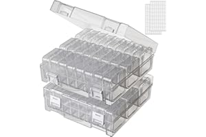HUAXIANGOH Bead Organizer Box, Small Storage Containers, Craft Storage Box Rhinestone Organizer With Hinged Lid for Seeds Art Craft (2 Pack - 24 Slots Transparent)