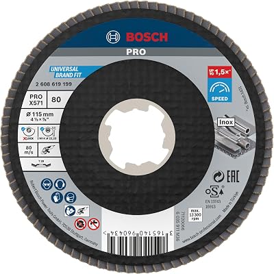 Bosch Professional X571 X-Lock Flap Disc 115 mm G80 for Metal Grinding