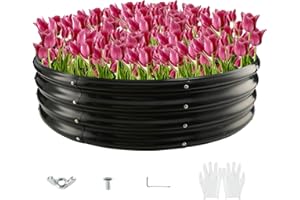 zbzbml Round Galvanized Steel Fire Ring/Fir Pit for Outdoor,Durable Round Galvanized Steel Raised Garden Bed for Planting - 4×4×1FT,0.8MM Thick Black (47 ins Diameter x 12 ins high, Black)