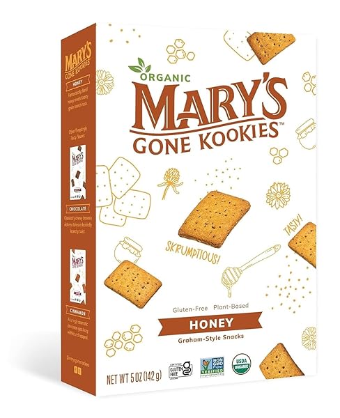MARY’S GONE CRACKERS GRAHAM-STYLE KOOKIES, GLUTEN-FREE, PLANT BASED SNACK, HONEY, 5-OZ., PACK OF 1
