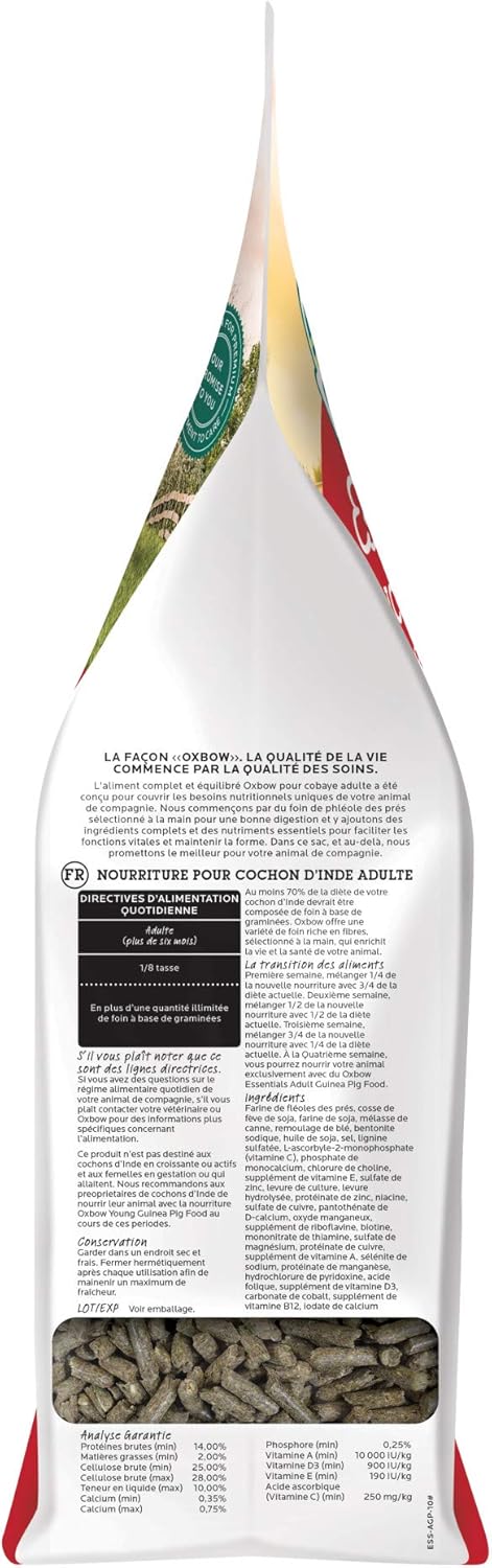 Oxbow Essentials Adult Guinea Pig Food - All Natural Adult Guinea Pig Pellets - 10 lb.: Pet Supplies