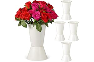OSOLADY 5pcs White Small Floral Base Bouquet Holder Set for Wedding and Artificial Flowers, Decorative
