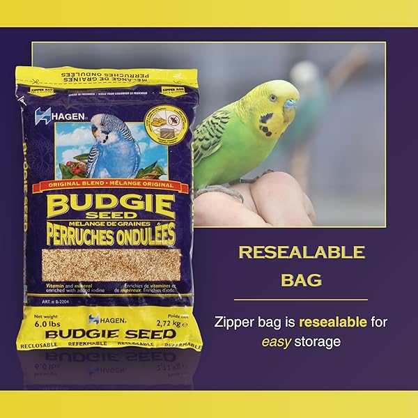 HAGEN PARAKEET/BUDGIE STAPLE WHITE MILLET BIRD SEED – PREMIUM BLEND, NUTRITIONALLY BALANCED, FORTIFIED WITH VITAMINS & MINERALS, DUST-FREE MIX FOR BUDGIES, 6 LB BAG