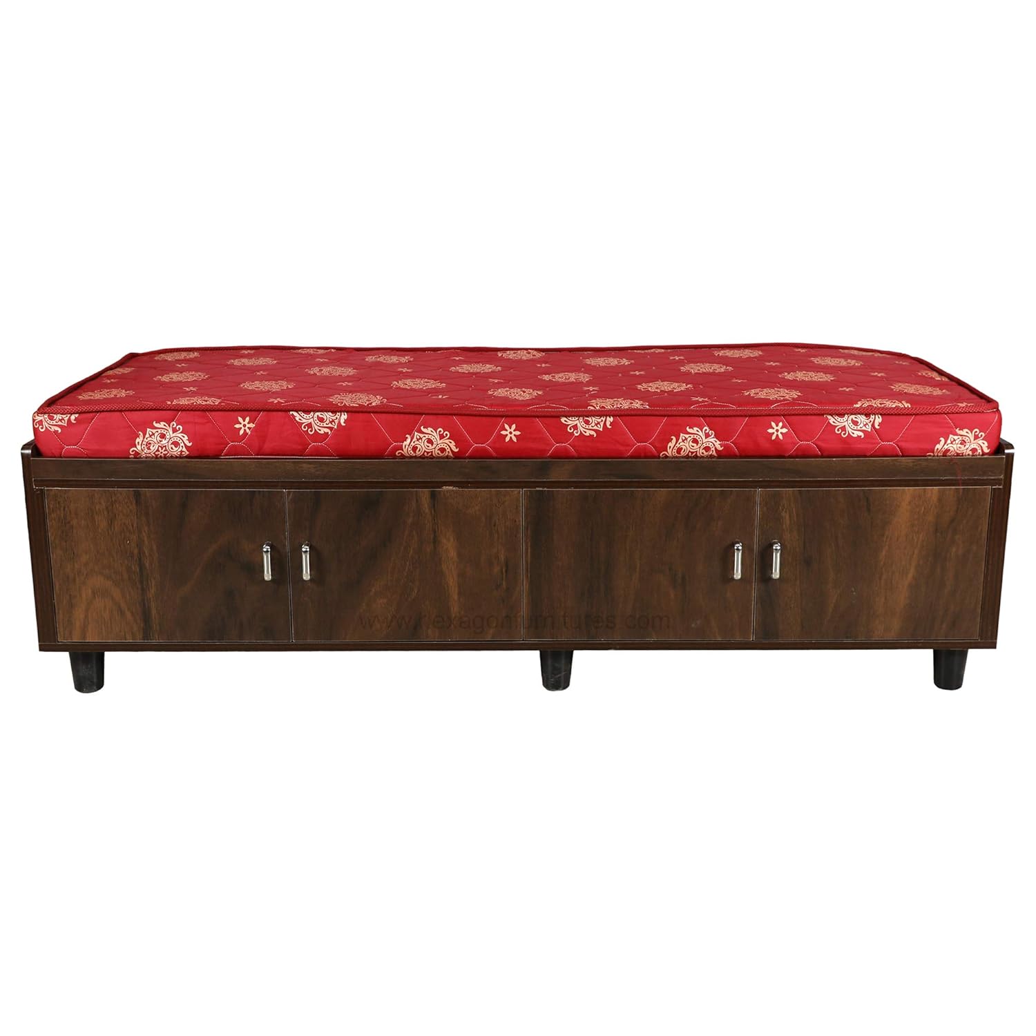 Hexagon Furnitures Wooden Texture Single Size Bed with Mattress and Box