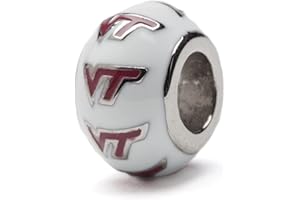 STONE ARMORY Virginia Tech Charms for Charm Bracelets - White and Maroon VT Hokies Bead - Hypoallergenic Stainless Steel Charms - Virginia Tech Jewelry for Women