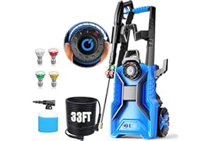 IMDOT 5000 PSI Adjustable Pressure Cleaner, 2025 New Power Cleaner Pressure Adjustable (2500PSI-5000PSI) with 33ft Pressure Hose, 4 Nozzle and Detergent Tank for Cars, Upgraded Blue
