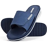 ZOKSOVE Slides for Men - Adjustable Slide Sandals Slip On- Open Toe Memory Foam Beach Sandals - Comfortable Summer Footwear for indoor/outdoor - Black 7